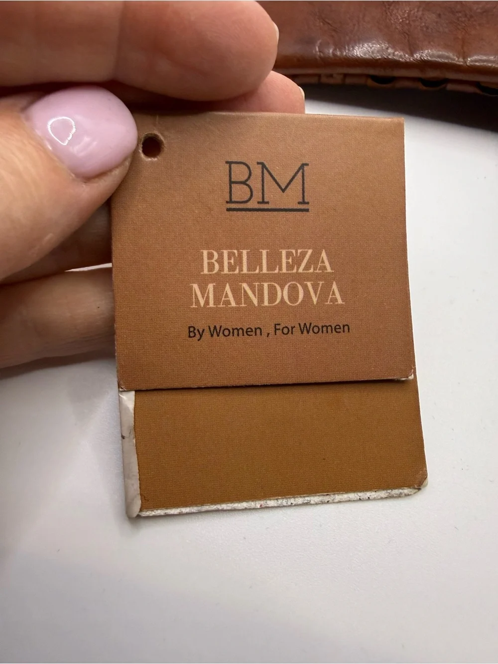 Belleza Mandoza Brown Woven Leather Wristlet with Coin Pouch NWT